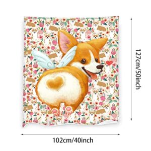 JASMODER Cute Corgi Angle Throw Blanket Warm Ultra-Soft Micro Fleece Blanket for Bed Couch Living Room