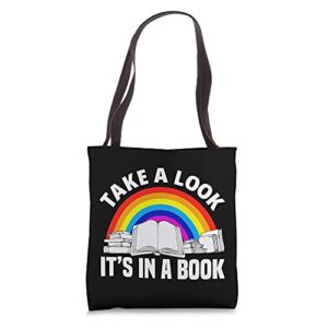 cute book reader rainbow book lover love reading tote bag