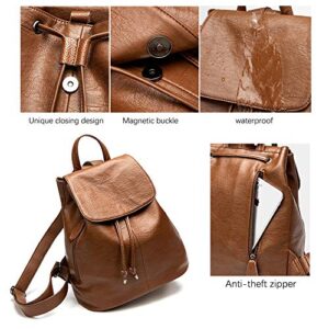 MINTEGRA Fashion Backpack for Women PU Leather Drawstring Shoulder Bags Travel Clutches Handbags Casual Purses