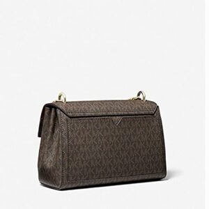 MICHAEL KORS Lita Medium Two-Tone Logo Crossbody Bag (brown signature black solid)