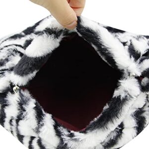 Amamcy Women Fashion Dumpling Bag Faux Fur Fuzzy Purse Cloud Handbag Fluffy Shoulder Bag with Alloy Shoulder Strap Zebra Cow Print