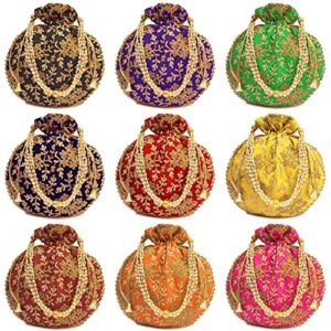 flyingasedgle handicrafts and jewellery designer women potli bags or wristlets or rajasthani batwa for wedding & parties, best for gifting (pack of 100 potali)