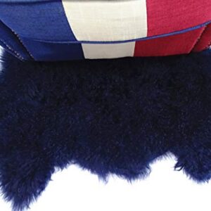 Deluxe Home Decorative Curly Fur Soft Plush 100% Real Genuine Mongolian (Tibetan) Lamb Wool Rug Carpet (Blue)