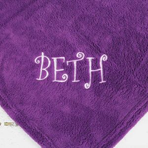 Threadart Personalized Embroidered Super Soft Ultra Plush Fleece Throw Blankets 50"x60" | Fuzzy Soft Cozy Microfiber Free Custom Embroidery Included Perfect for Gifts| Purple