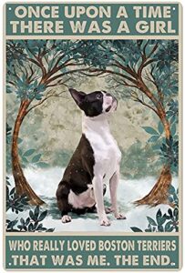 french fighting dog metal tin sign,who really loved boston terriers retro poster garage kitchen wall plaque home decor cafe bar pub beer club poster painting 8×12 inch