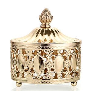 hipiwe hollow out metal jewelry box with lid – gold mirrored jewelry trinket organizer ring earrings necklace home decor storage box, chest keepsake gift box for women girls