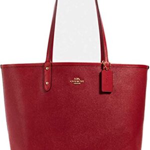 Coach Reversible PVC City Signature Tote (Large, Navy/Red Multi)