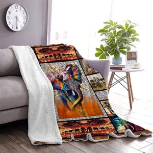 Elephant Blanket Super Soft 3D African Elephant Walking Throw Blankets for Couch Living Room Bed Adult and Teenager All Seasons Warm 51"x 59"