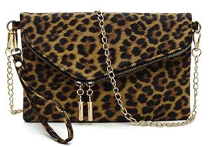leopard envelope clutch crossbody bag animal printed bag womens purse