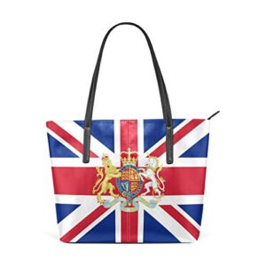women’s soft leather tote shoulder bag big capacity handbag london british flag and national emblem