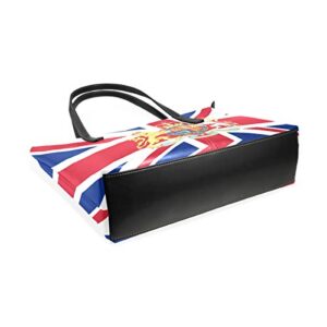 Women's Soft Leather Tote Shoulder Bag Big Capacity Handbag London British Flag And National Emblem