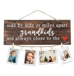 owoydoj gifts for grandma & grandpa from grandchildren, side by side or miles apart grandkids photo holder, best christmas or birthday gifts for grandparents from granddaughter and grandson