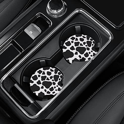 4 Pack Car Coasters, 2.75inch Cow Print Car Cup Holder Coasters for Car, Neoprene Cup Pad Mat Car Coasters for Cup Holders for Women