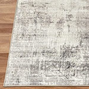 ReaLife Machine Washable Rug - Stain Resistant, Non-Shed - Eco-Friendly, Non-Slip, Family & Pet Friendly - Made from Premium Recycled Fibers - Abstract Modern - Beige, Gray, Ivory, 2'6" x 8'