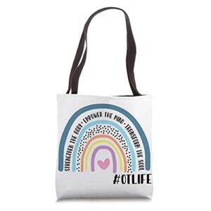 occupational therapist rainbow strengthen the body tote bag