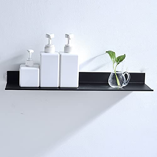 shuxia Metal Bathroom Floating Shelves with Rails Wall Mounted, Modern Wall Shelf Hanging with Towel Bar, Floating Storage Shelves Rack with Towel Holder for Kitchen Living Room Home (30cm)