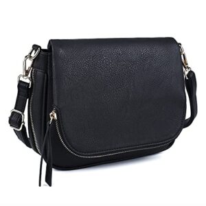 crossbody bags for women small pu leather over the shoulder purses and flap cross body handbags with multi pockets