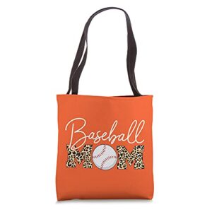 baseball mom – leopard print – orange tote bag