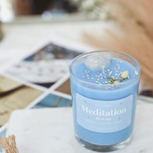 My Lumina Meditation Aromatherapy Candle w/Clear Quartz Crystal Inside, Beach Sage Relaxing Calming Positive Peace Energy, Soy Wax Blue Scented Candle for Home,Bath,Bathroom,Yoga,Self Care,Gift,Women