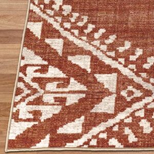 ReaLife Machine Washable Rug - Stain Resistant, Non-Shed - Eco-Friendly, Non-Slip, Family & Pet Friendly - Made from Premium Recycled Fibers - Moroccan Diamond - Orange, 5' x 7'