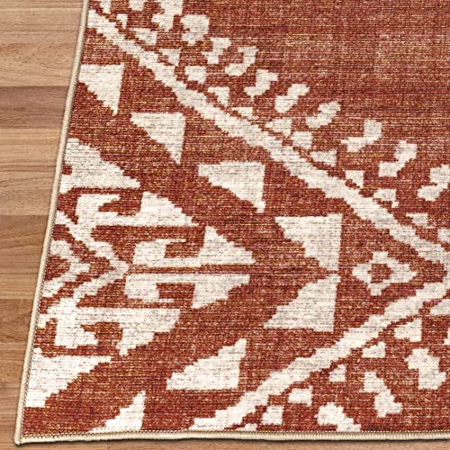 ReaLife Machine Washable Rug - Stain Resistant, Non-Shed - Eco-Friendly, Non-Slip, Family & Pet Friendly - Made from Premium Recycled Fibers - Moroccan Diamond - Orange, 5' x 7'