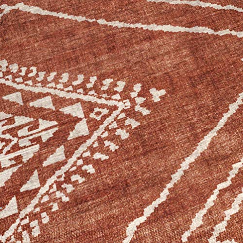 ReaLife Machine Washable Rug - Stain Resistant, Non-Shed - Eco-Friendly, Non-Slip, Family & Pet Friendly - Made from Premium Recycled Fibers - Moroccan Diamond - Orange, 5' x 7'