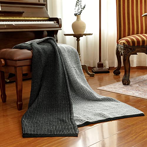 Snugtown Ombre Weave Cable Knitted Cozy Throw Blanket, Home Decorative Blanket Throw for Couch Chairs Bed, Black and White, 50 x 60 Inches