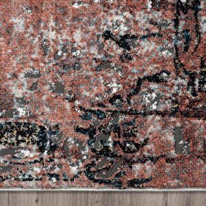Abani 4' x 6' Contemporary Warm Rust Abstract Farmhouse Rug Rugs Modern Non-Shed Multicolor Distressed Living Room Rug