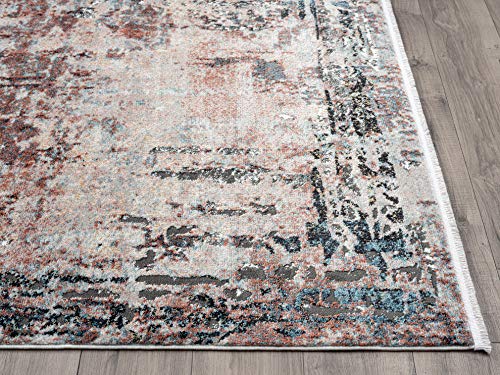 Abani 4' x 6' Contemporary Warm Rust Abstract Farmhouse Rug Rugs Modern Non-Shed Multicolor Distressed Living Room Rug