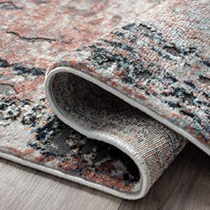 Abani 4' x 6' Contemporary Warm Rust Abstract Farmhouse Rug Rugs Modern Non-Shed Multicolor Distressed Living Room Rug