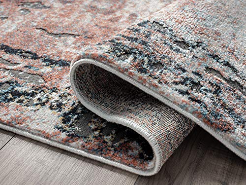 Abani 4' x 6' Contemporary Warm Rust Abstract Farmhouse Rug Rugs Modern Non-Shed Multicolor Distressed Living Room Rug