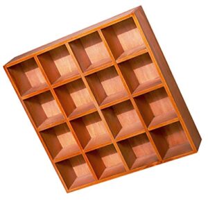 doitool freestanding wood shadow box shelf 16 grids rustic wood display floating shelves farmhouse wooden wall shelf for figures shot glasses spice can or collection