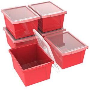 4 gal classroom storage bin with lid44; red – pack of 6