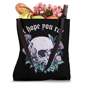 Pastel Goth Aesthetic Skull Mushrooms Edgy Alt E-girl Grunge Tote Bag