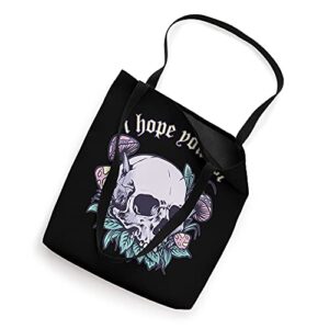 Pastel Goth Aesthetic Skull Mushrooms Edgy Alt E-girl Grunge Tote Bag