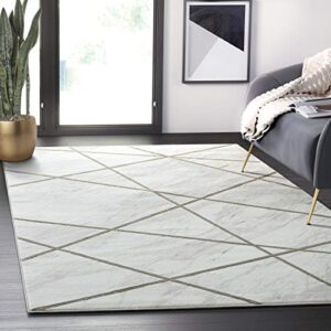 abani luna lun150a contemporary marble gold lines area rug 5’3″x7’6″