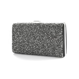 elabest glitter evening clutch bag rhinestone handbag crossbody purse wedding party bag for women and girls (single-sided black and silver crystal)