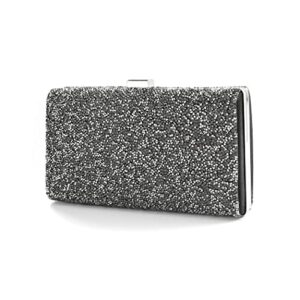 ELABEST Glitter Evening Clutch Bag Rhinestone Handbag Crossbody Purse Wedding Party Bag for Women and Girls (Single-sided black and silver crystal)