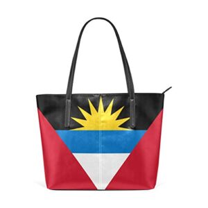 women’s soft leather tote shoulder bag big capacity handbag antigua and barbuda flag