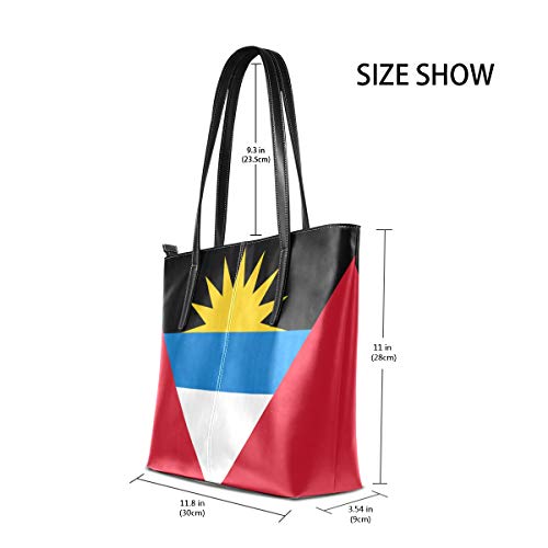 Women's Soft Leather Tote Shoulder Bag Big Capacity Handbag Antigua And Barbuda Flag