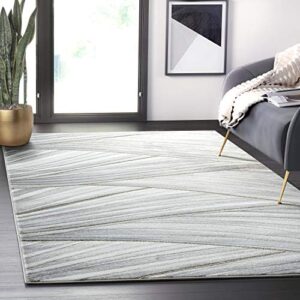 abani 4′ x 6′ grey & gold wavy lines area rug – contemporary wave design modern abstract under table area rug, rugs