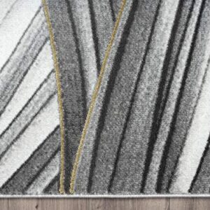 Abani 4' x 6' Grey & Gold Wavy Lines Area Rug - Contemporary Wave Design Modern Abstract Under Table Area Rug, Rugs