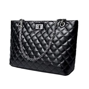 zhongningyifeng shoulder bag for women handbag purse leather fashion upgrade with chain strap (black1)