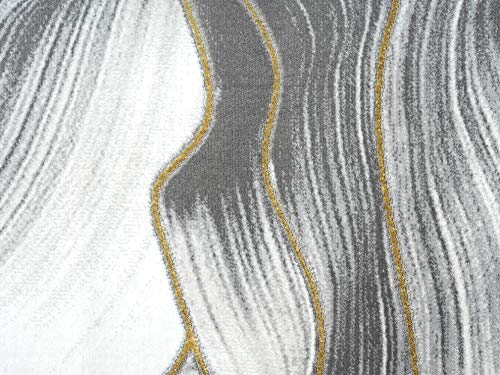 Abani 7' 9" x 10' 2" (8x10) Grey & Gold Metallic Contemporary Ribbon Area Rug, Rugs Swirl Design Neutral Non-Shed Bedroom Rug