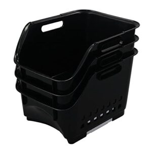 utiao 3 packs storage basket bin, plastic organizer basket, black