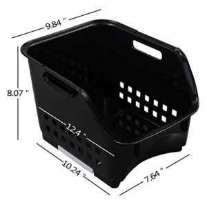 Utiao 3 Packs Storage Basket Bin, Plastic Organizer Basket, Black