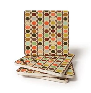coasterstone mid century modern bead pattern drink coasters, 4.25 inches wide, set of four