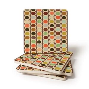 CoasterStone Mid Century Modern Bead Pattern Drink Coasters, 4.25 Inches Wide, Set of Four