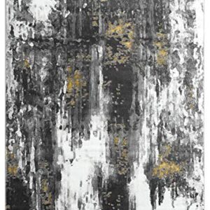 Abani Abstract Distressed Rug 6' x 9' - Contemporary Modern Gold & Grey Rugs Marbled Area Rug Living Room Rug