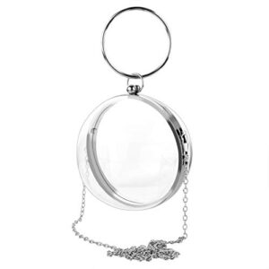 round ball clear purse, small acrylic box evening clutch bag, women transparent stadium approved crossbody shoulder handbag fits party, school prom & concerts
